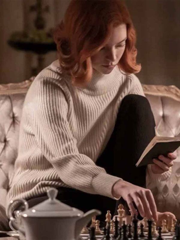 Anya Taylor Joy The Queen’s Gambit Beth Harmon White Sweater Anya Taylor Joy The Queen’s Gambit Beth Harmon White Sweater