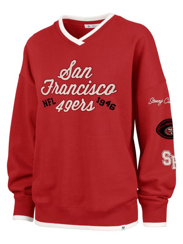 San Francisco 49ers Lane x 47 Red Eighties Pullover Sweatshirt New San Francisco 49ers Lane x 47 Red Eighties Pullover Sweatshirt