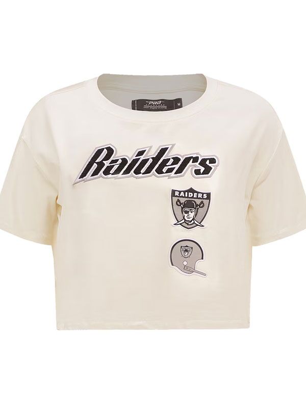 Las Vegas Raiders Cream Retro Cropped Boxy T-Shirt New Las Vegas Raiders Cream Retro Cropped Boxy T-Shirt
