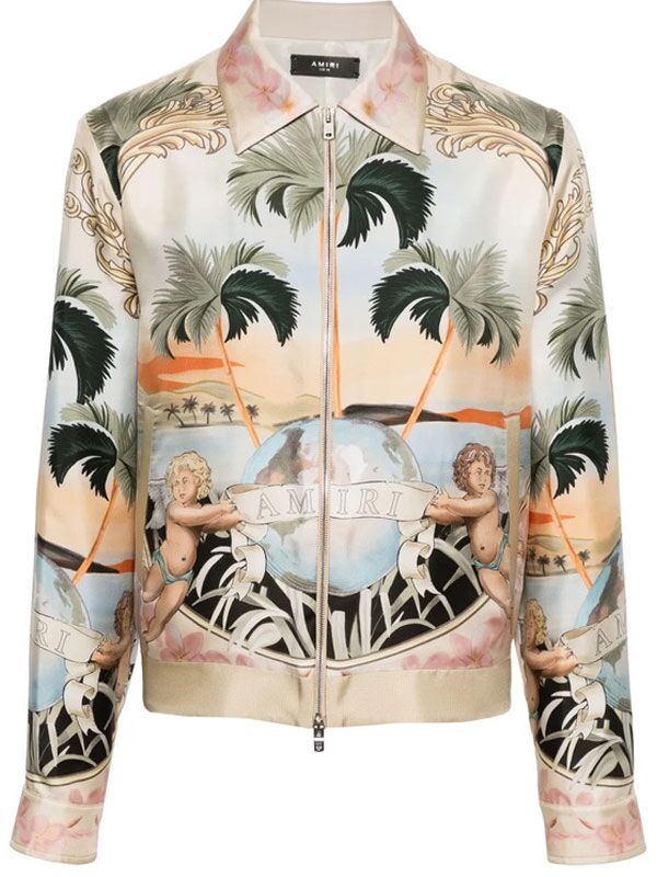The Voice S27 John Legend Palm Tree Print Silk Jacket The Voice S27 John Legend Palm Tree Print Silk Bomber Jacket