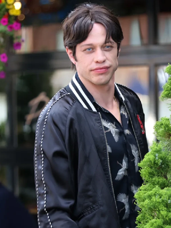 Pete Davidson Tommy Karate Tommy Pitera Black Satin Okinawa Bomber Jacket Pete Davidson Tommy Karate Tommy Pitera Black Satin Okinawa Bomber Jacket