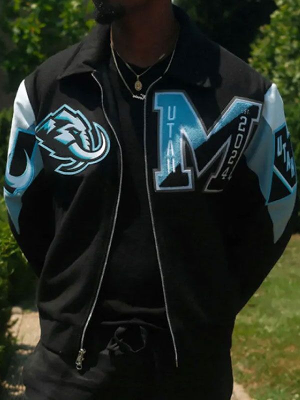 Mens 2025 Utah Mammoth Unisex Black Jacket Mens 2025 Utah Mammoth Unisex Black Wool Jacket