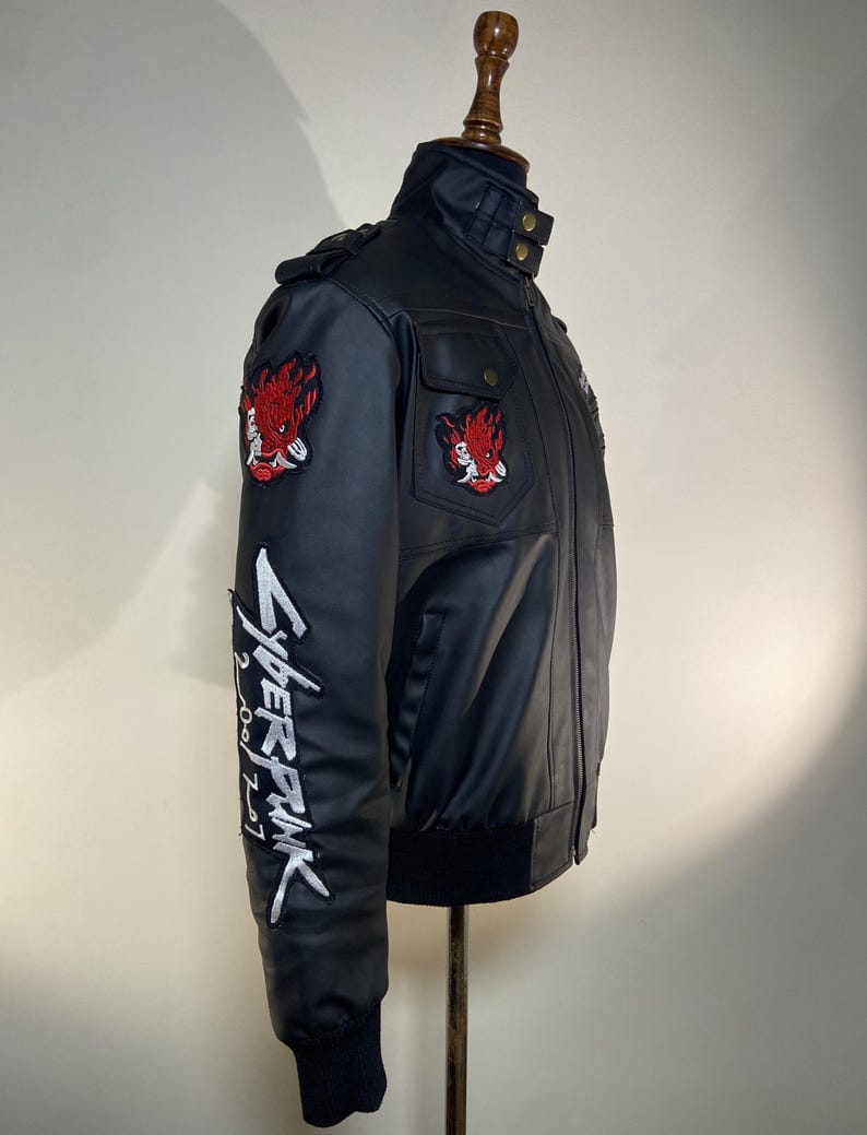 Cyberpunk 2077 Samurai Halloween Gaming Black Bomber Leather Jacket